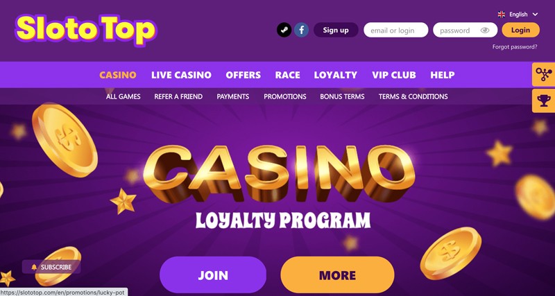 Slototop Casino bonus