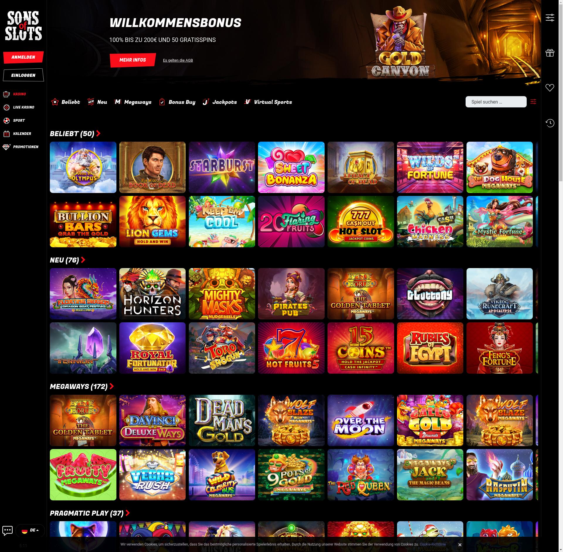 Sons of Slots Casino pelit