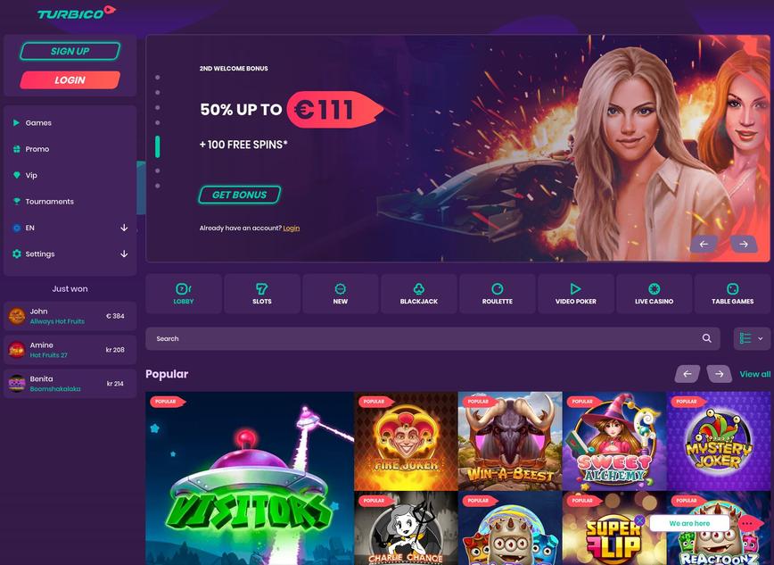 turbico casino pelit