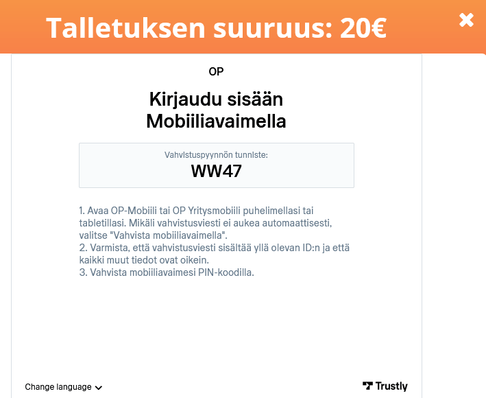 Näin pelaat pikakasinolla - Vaihe 4 Valitse tili ja vahvista maksu