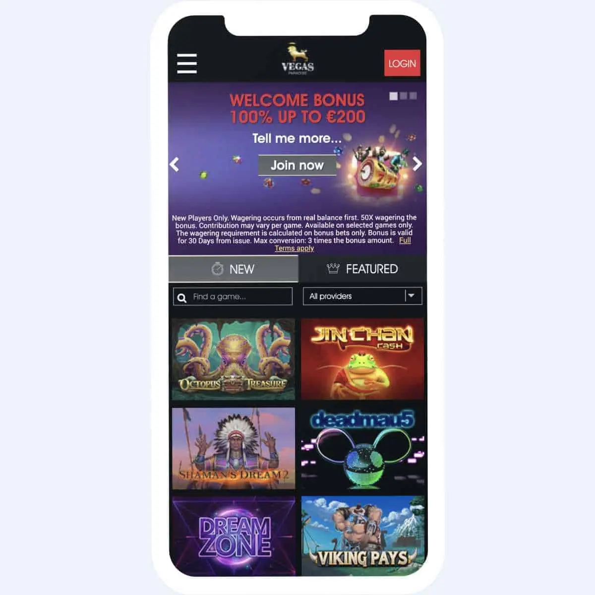 Vegas Paradise Casino mobiilipelit